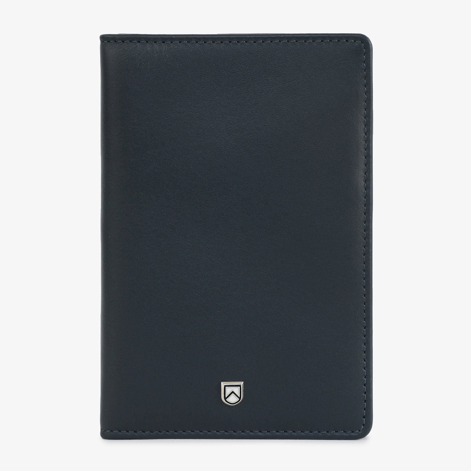 leather passport case color navy blue front view