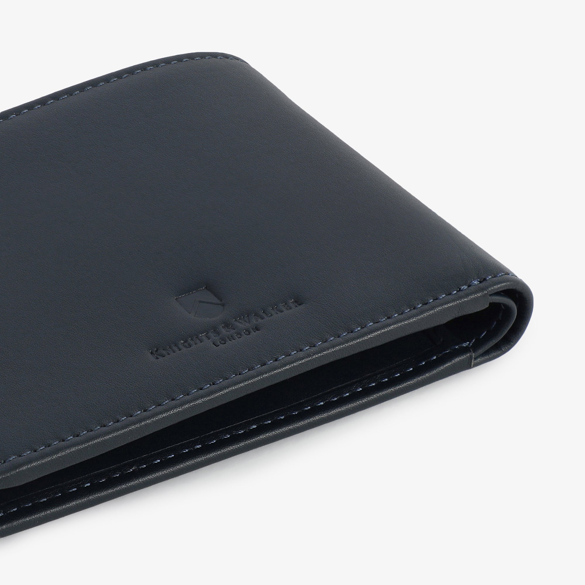 handcrafted navy blue leather wallet
