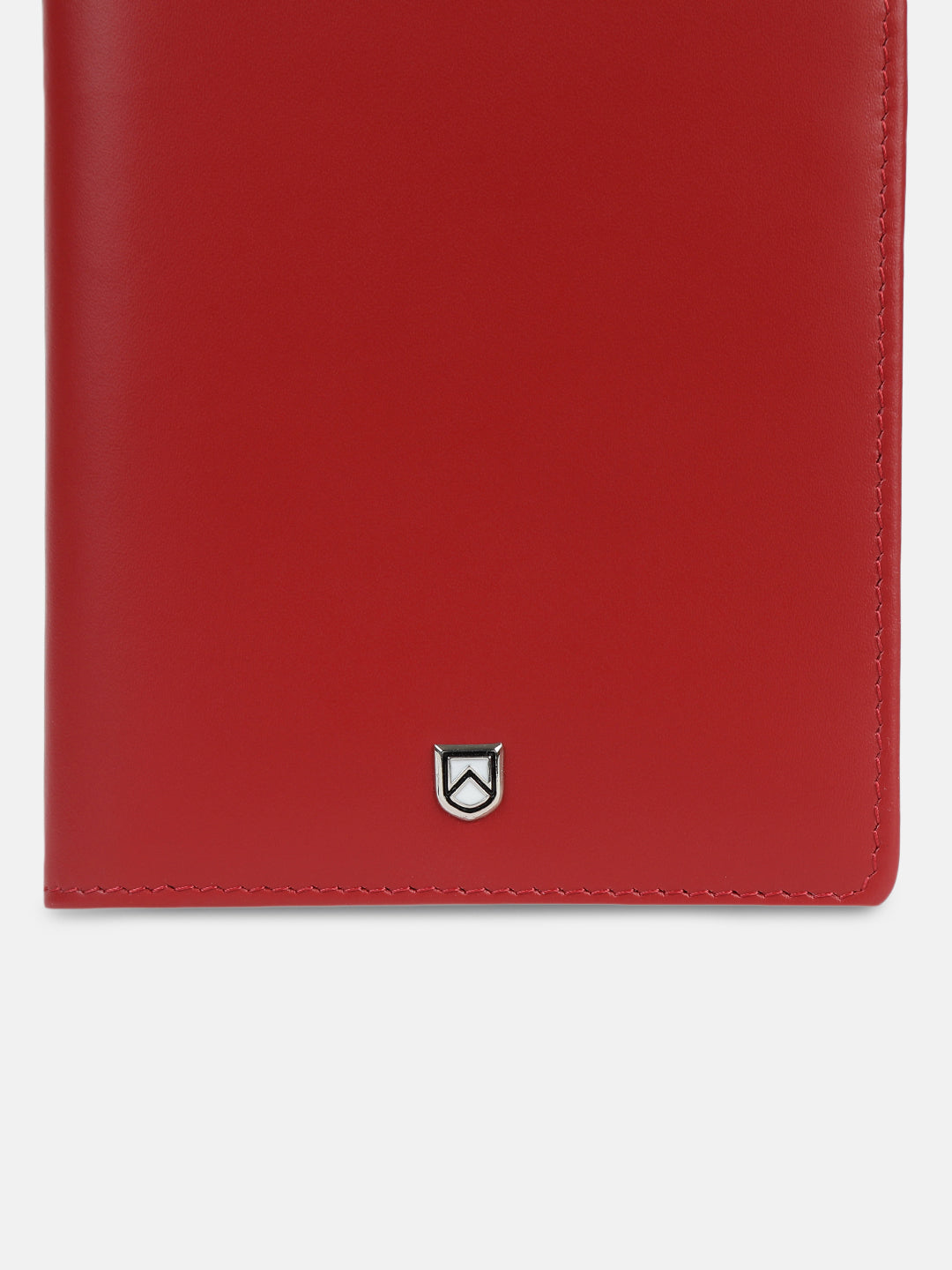 leather passport holder of ruby red color